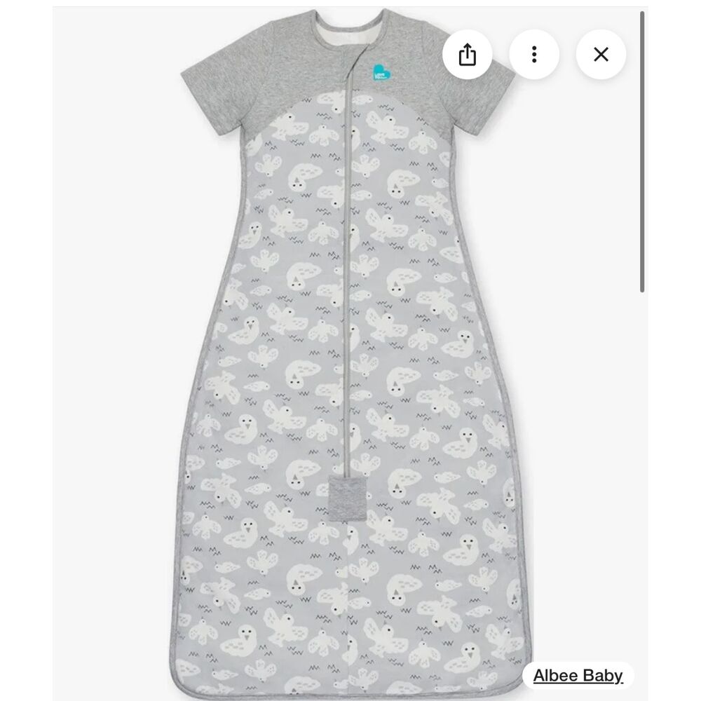 Love To Dream Organic Cotton Sleep Bag 1.0 TOG-Grey Doves 18-36 Months